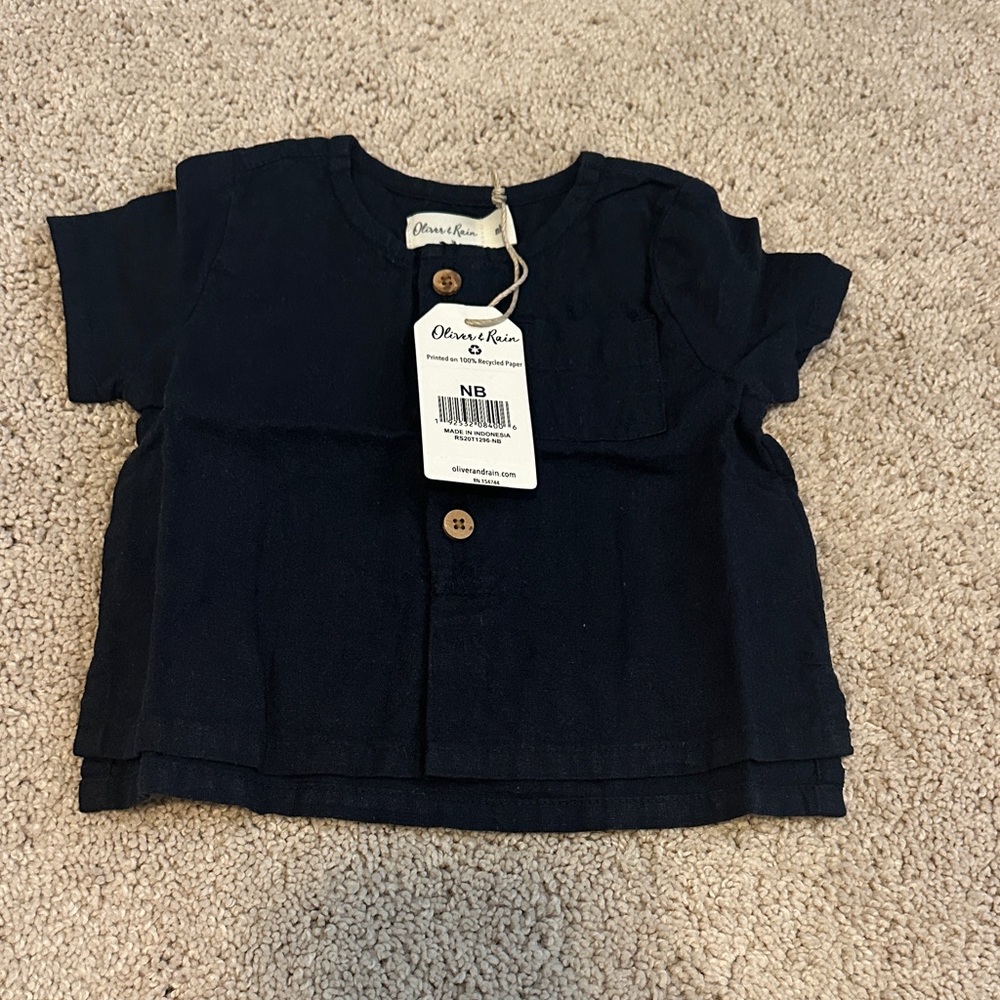 NWT Size NB Oliver & Rain Blue Button Top